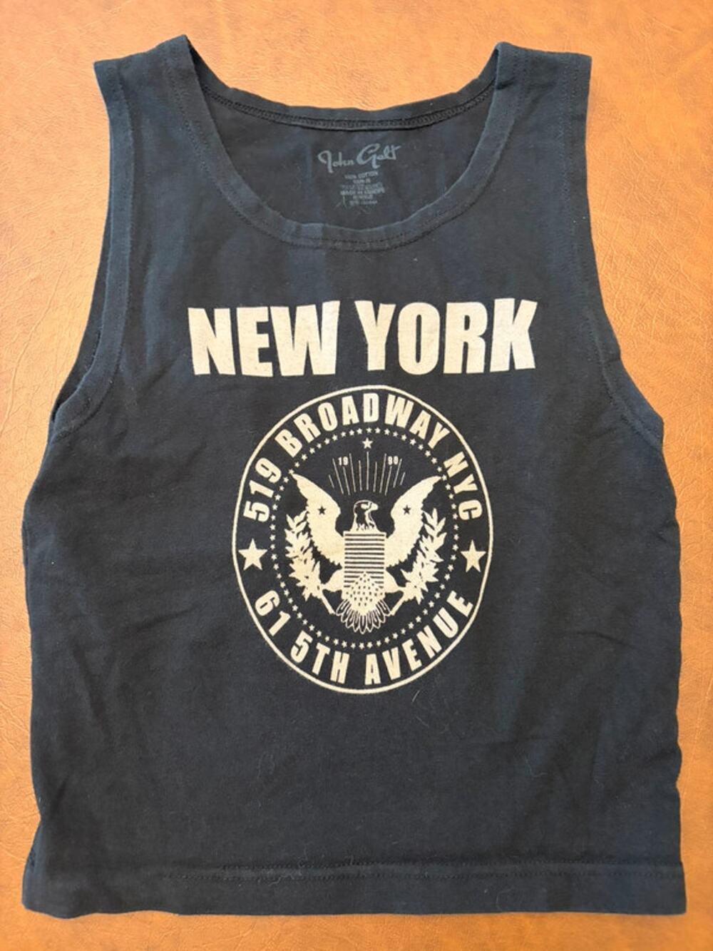 John Galt Black Sleeveless New York  Tank Top Medium